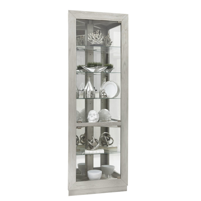 Ivy Bronx Yuriko Asymmetrical 2 Door Lighted Corner Curio Cabinet