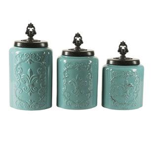 Decorative Jars Canisters You Ll Love Wayfair 3 Piece Kitchen Canister Set