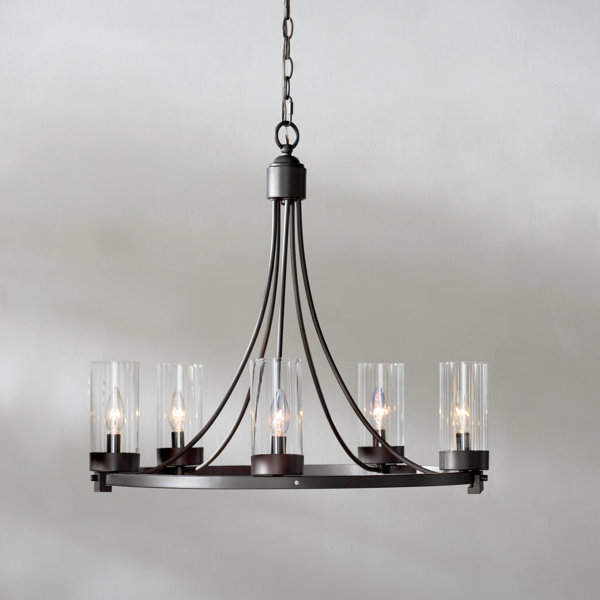 Agave 5-Light Wagon Wheel Chandelier by Laurel Fou