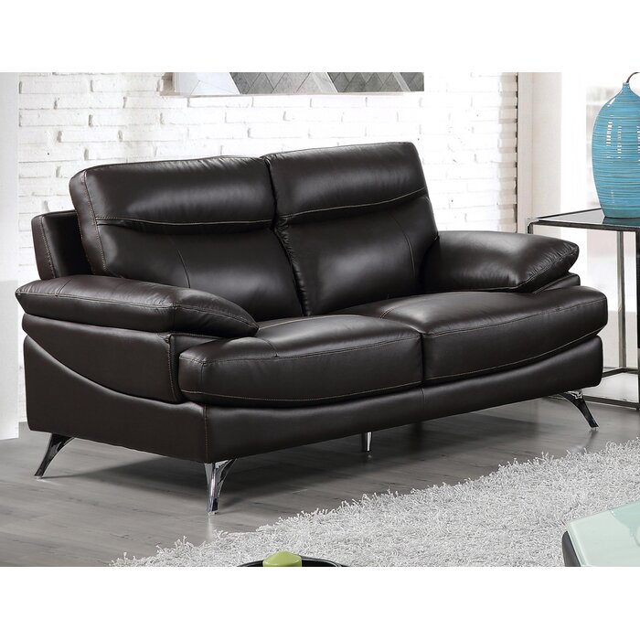 Leather 66 Pillow Top Arms Loveseat