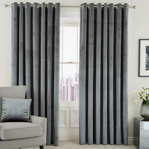 Escala Lined Eyelet Room Darkening Curtains Peacock Blue Hotel