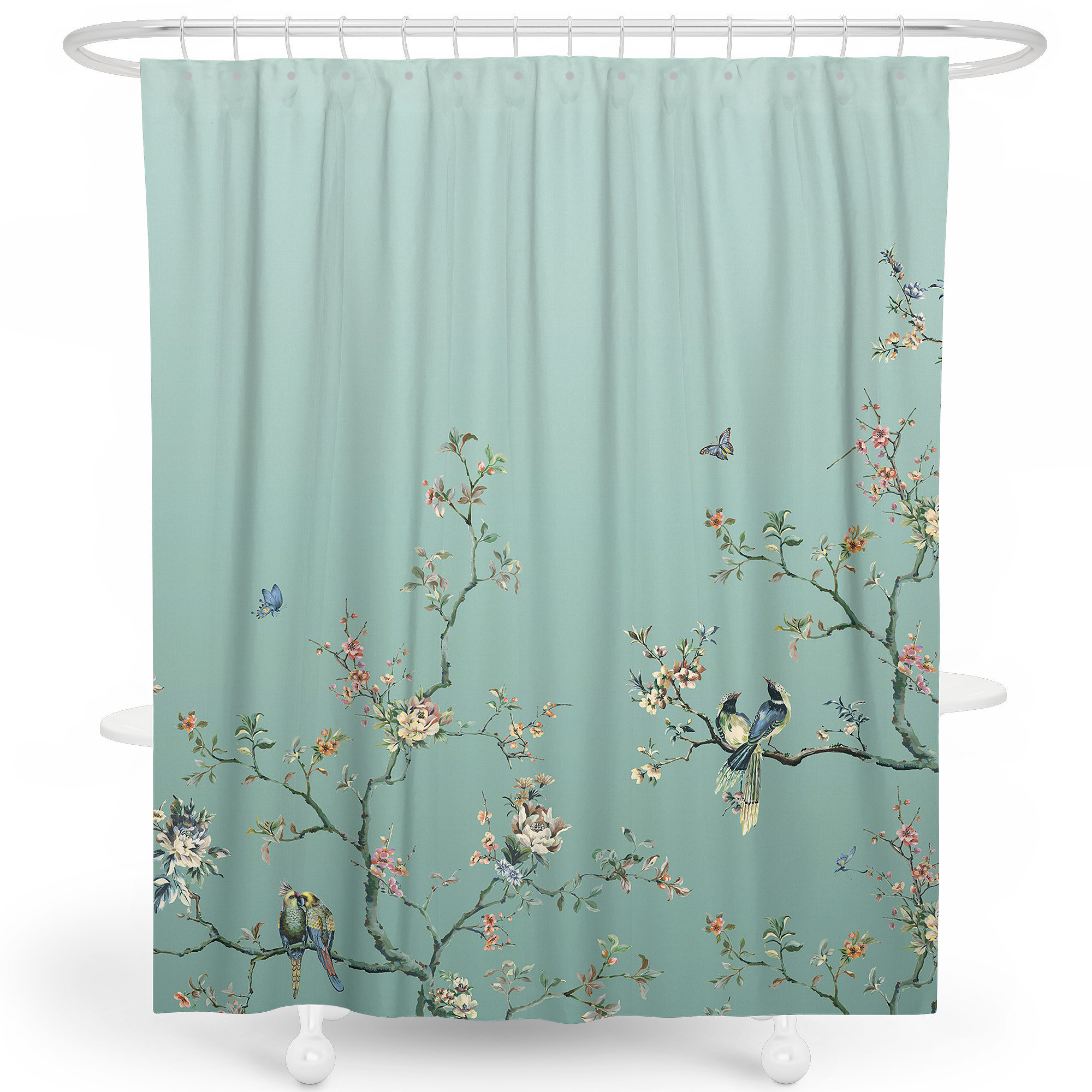 World Menagerie Robinett Flower Birds Single Shower Curtain