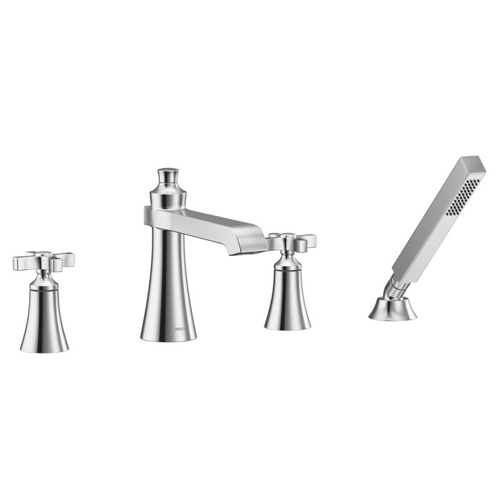 Moen Flara Double Handle Deck Mounted Roman Tub Faucet With