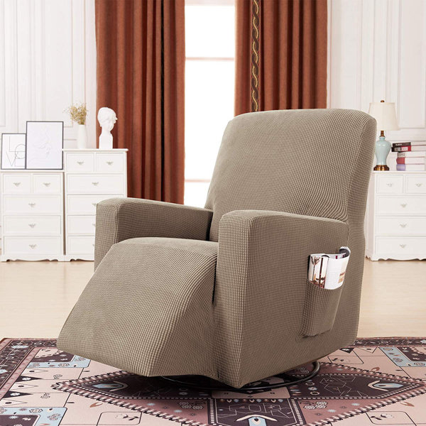diamond quilted stretch recliner cover with storage