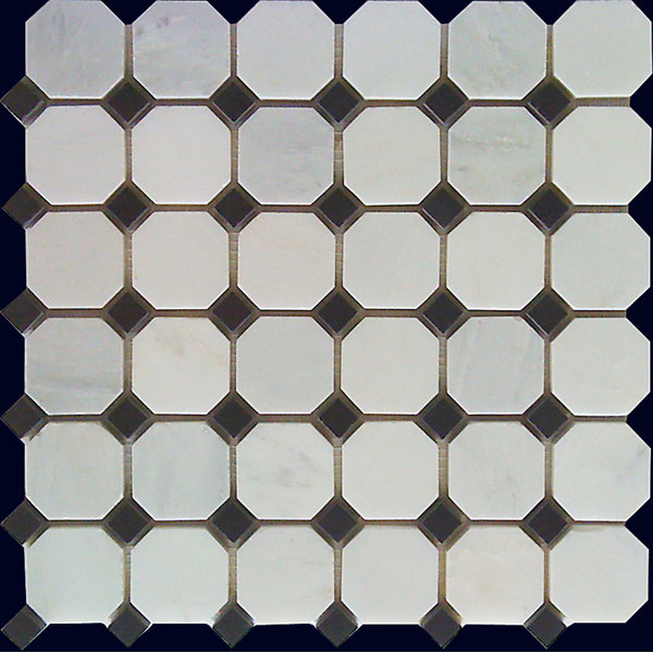 Random Sized Marble Mosaic Tile in White Statuary by Luxsurface