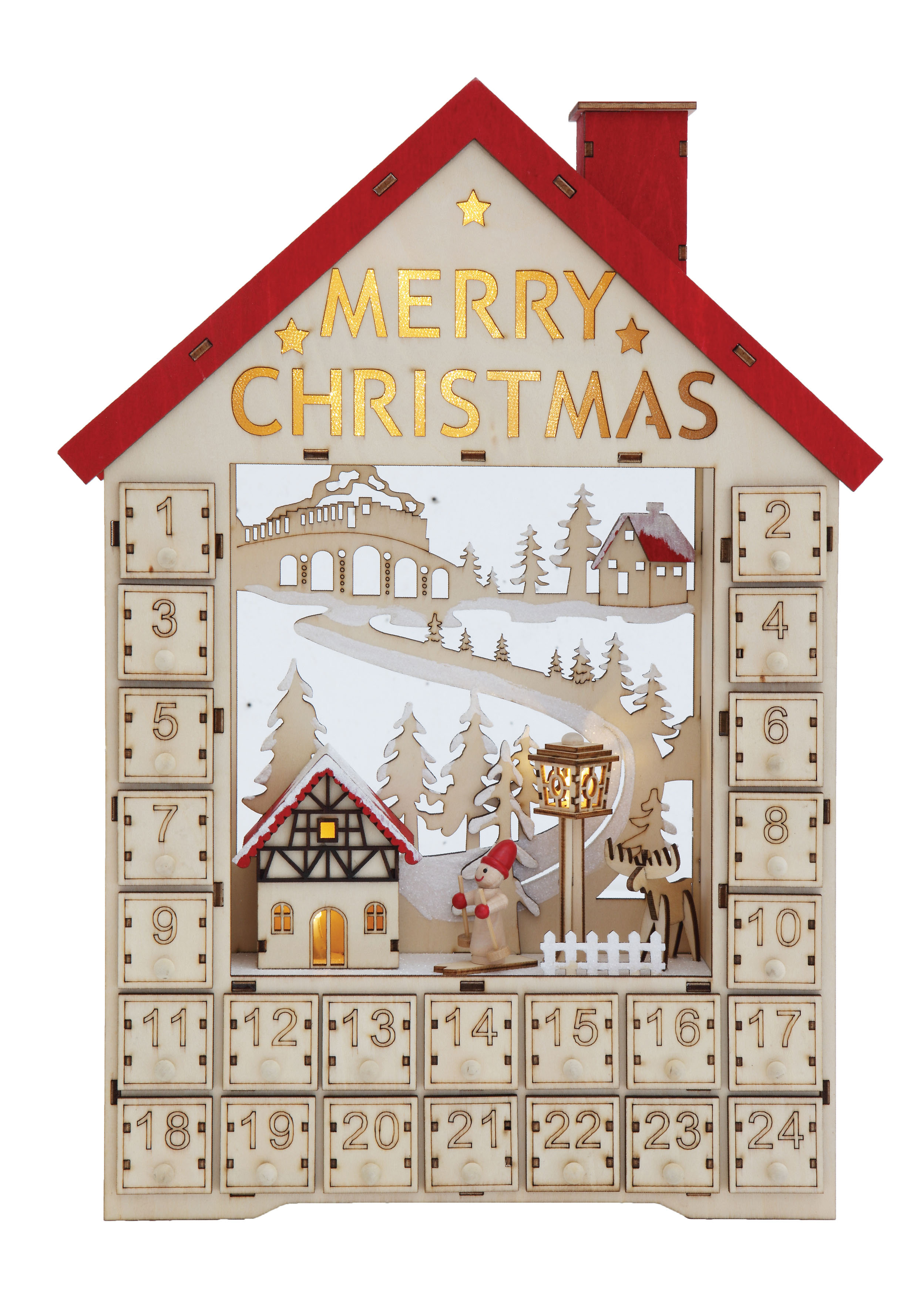 Wood House Advent Calendar With Bo And Led Reviews Birch Lane