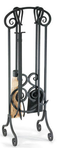 Antique Scroll 5 Piece Iron Fireplace Tool Set by Pilgrim Hearth