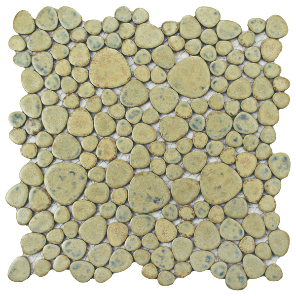 Boulder 11 x 11 Porcelain Mosaic Tile in Green Mos