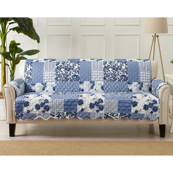 Patchwork Scalloped Printed Box Cushion Sofa Slipcover By Winston Porter