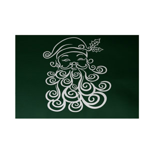 Santa Baby Decorative Holiday Print Dark Green Indoor/Outdoor Area Rug