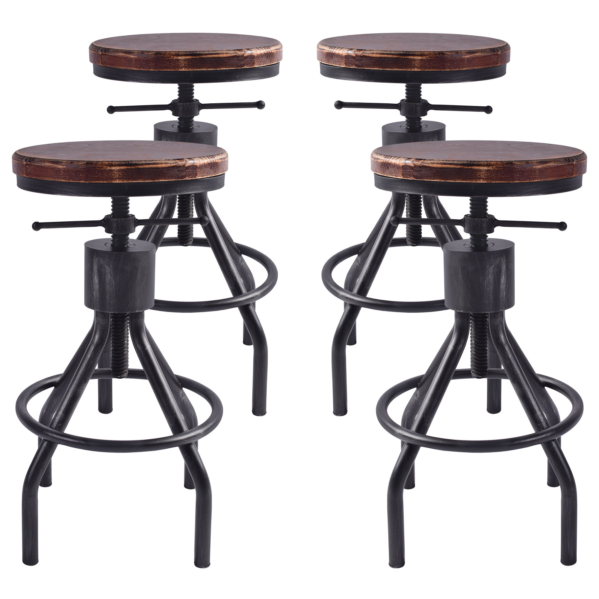 17 Stories Fleur Industrial Adjustable Backless Barstool In Silver