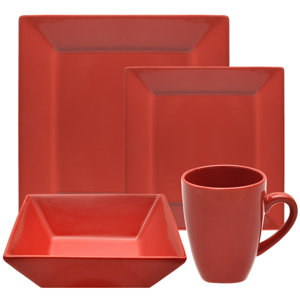 Ilse 16 Piece Square Dinnerware Set, Service for 4