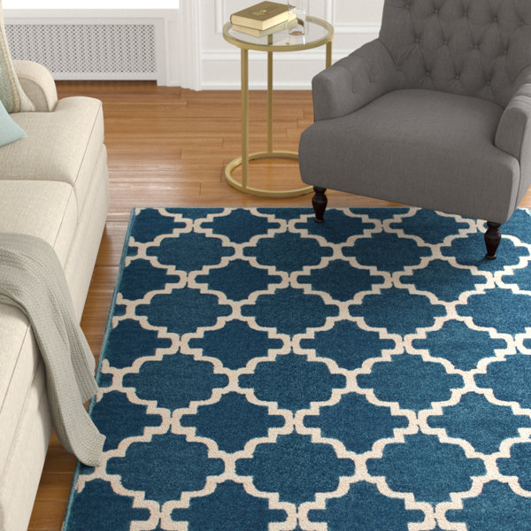 Radtke Scalloped Lattice Blue/Ivory Area Rug by Charlton Home