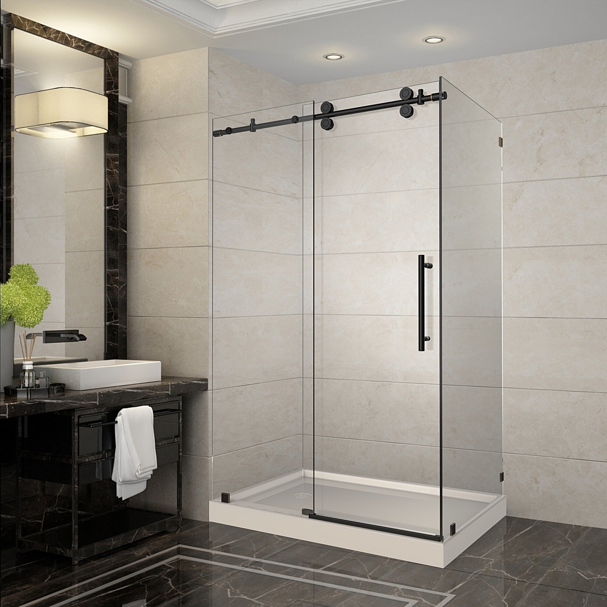 Sdr978 Langham Completely Frameless Sliding Alcove Shower Door