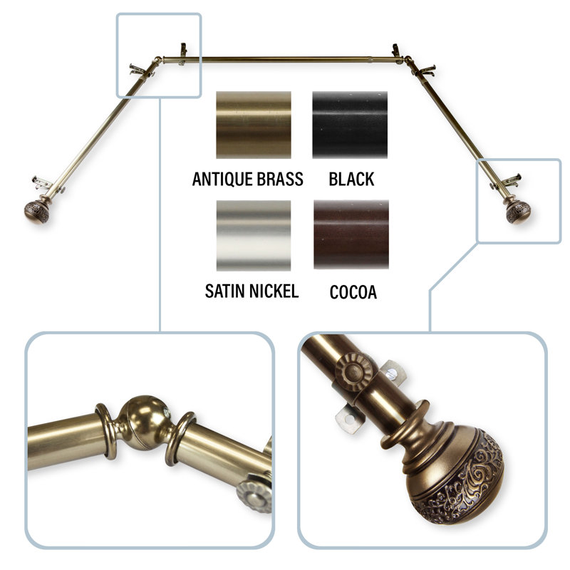 Fleur De Lis Living Solon Bay Window Single Curtain Rod Hardware