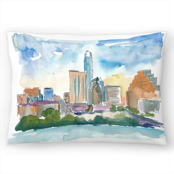 East Urban Home Austin Texas Impressionistic Skyline At Sunset