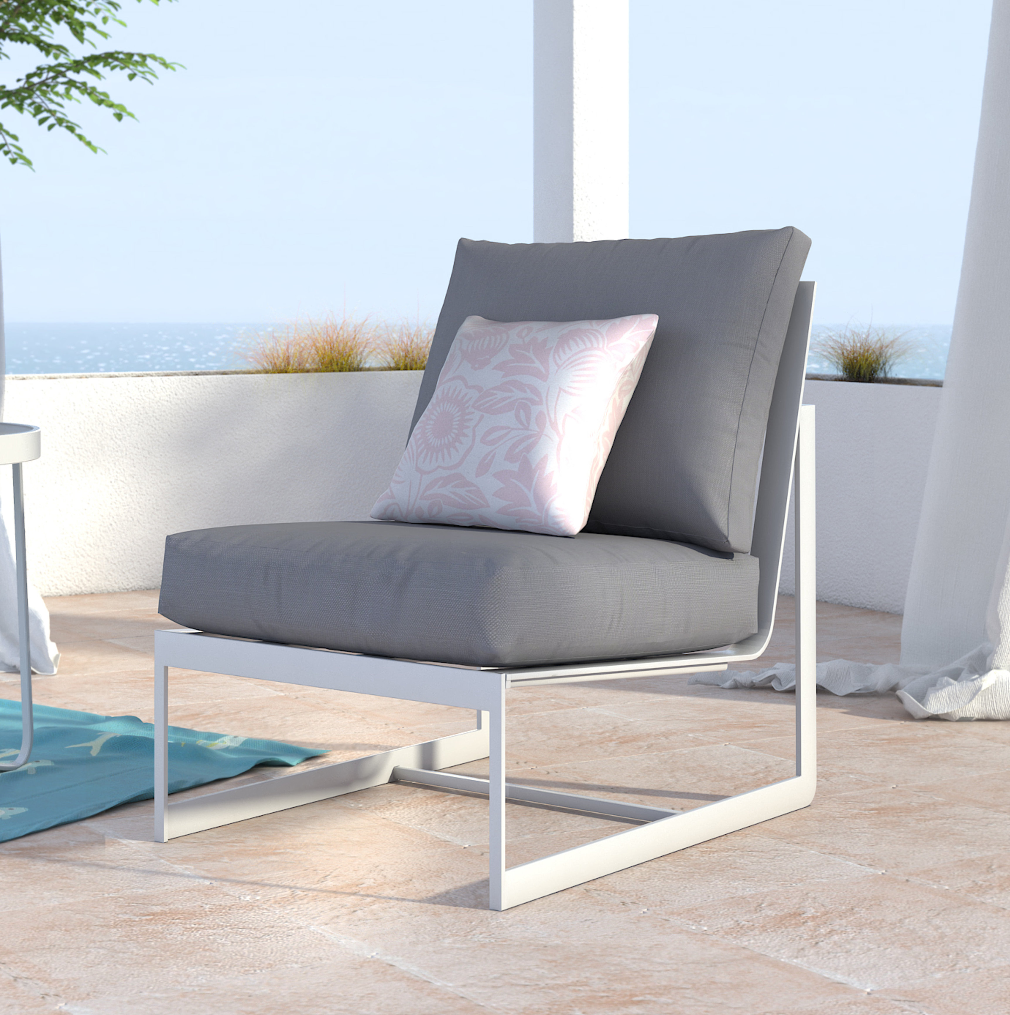 Elle Decor Mirabelle Armless Patio Chair With Cushion Wayfair Ca Mirabelle Armless Patio Chair