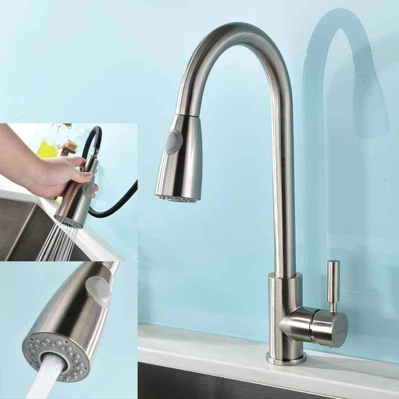 Fontanashowers Concordia Pull Down Touchless Single Handle Kitchen Sink Faucet With Sprayer Wayfair