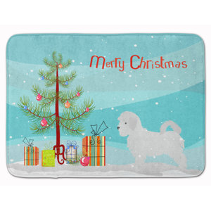 Maltese Merry Christmas Tree Memory Foam Bath Rug