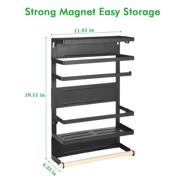 Metal Kitchen Rack Magnetic Refrigerator Storage Basket Fridge Organizer Shelf