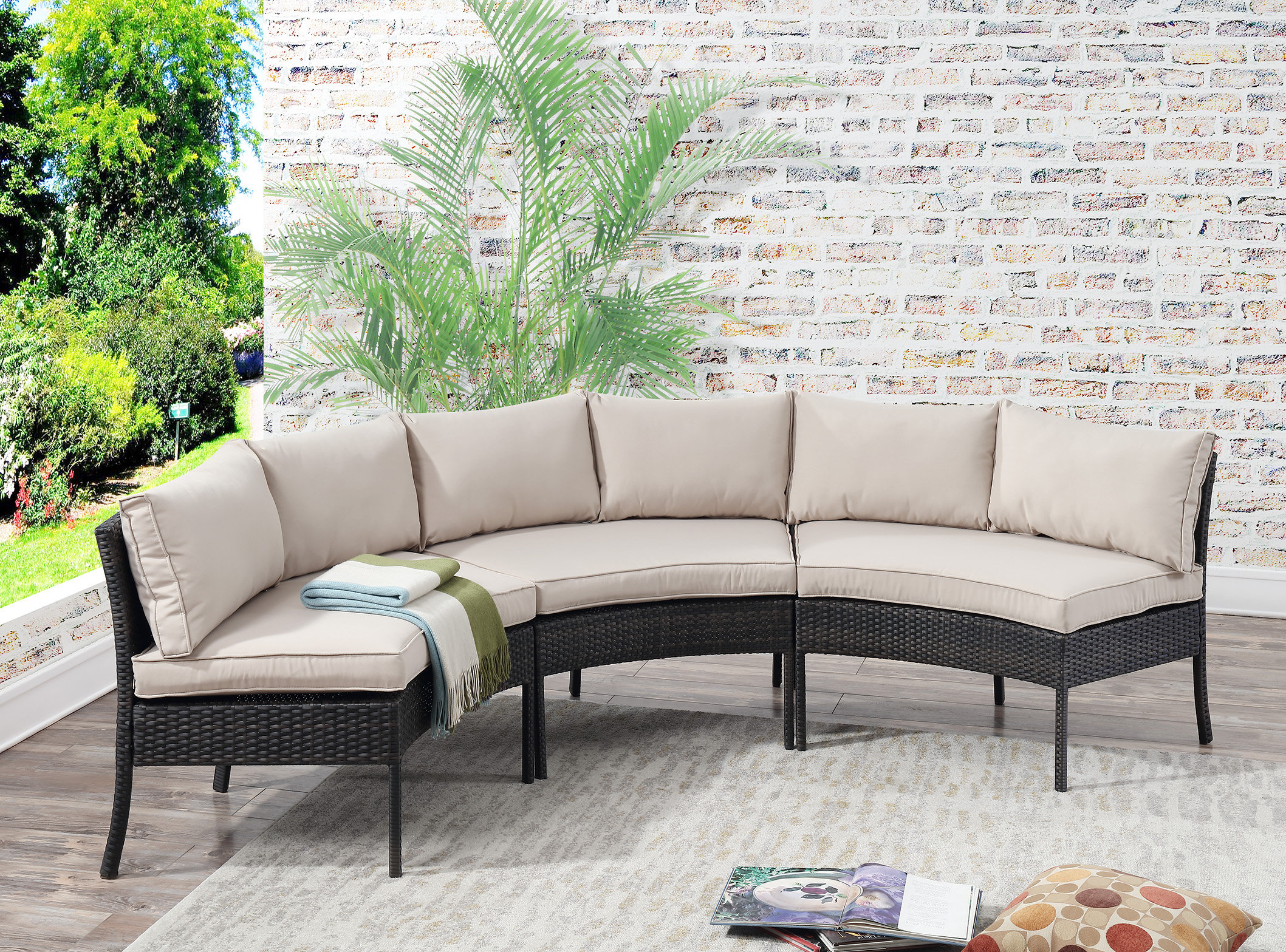 Breakwater Bay Purington Circular Patio Sectional With Cushions Breakwater Bay Purington Circular Patio