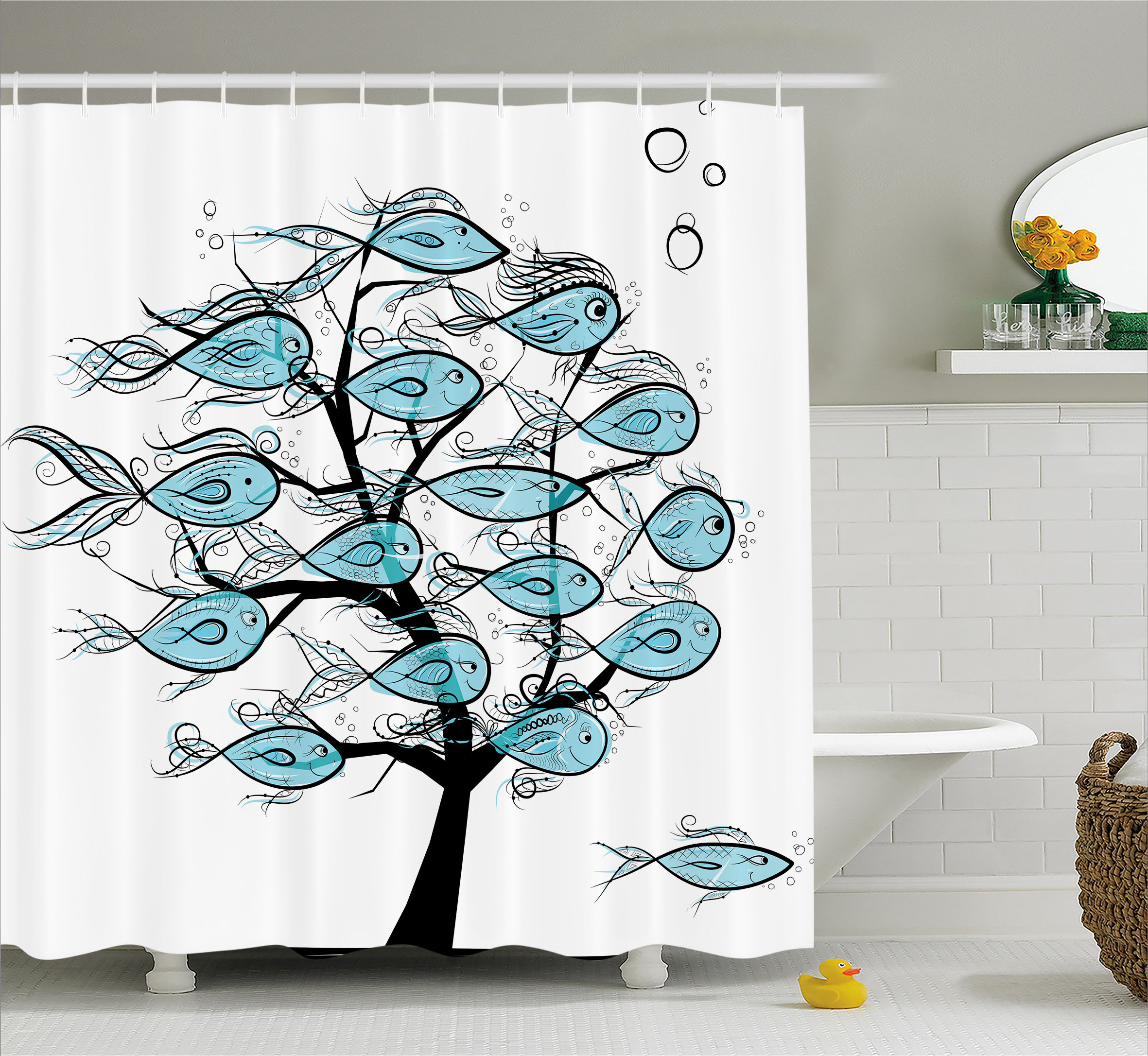 New Fall Trees Print Polyester Fabric Decorative Shower Curtain