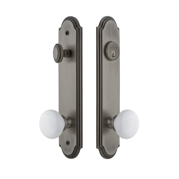 Arc Tall Plate Single Cylinder One Piece Knobset with Hyde Park Knob by Grandeur