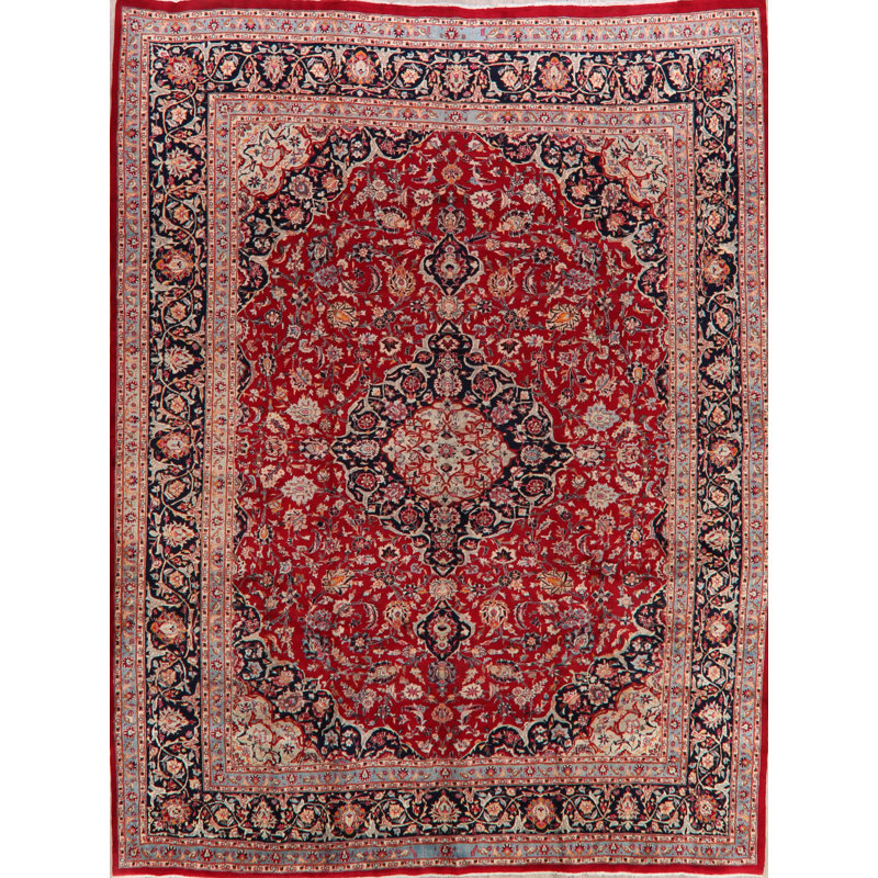 Isabelline One Of A Kind Baba Hand Knotted Kashmar Red 9 10 X 12 10 Wool Area Rug Wayfair