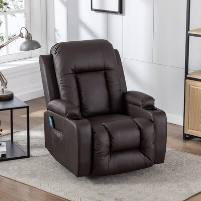 Massage Recliner Chair Pu Leather Ergonomic Lounge Heated Chair 360 Degree Swivel Home Theater Recliner -  Red Barrel Studio®, F80CBB931DA048D4A639E63EB68D353D