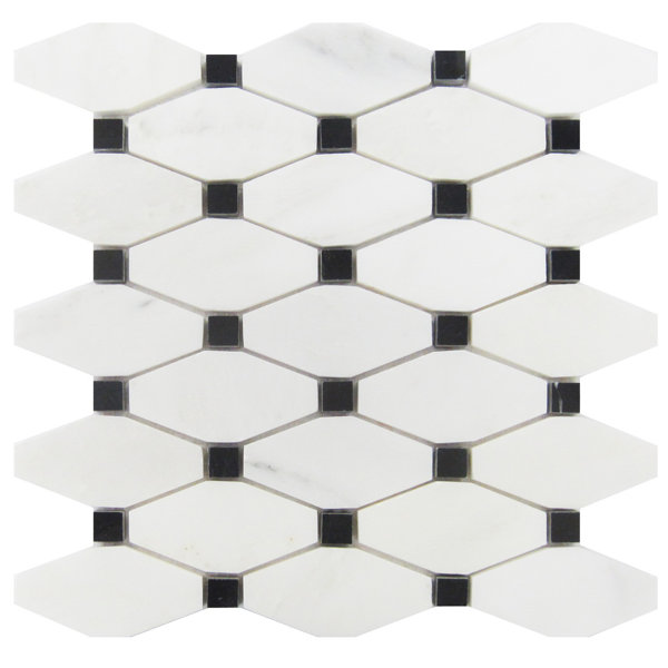 2 x 4 Marble Mosaic Tile in Oriental White/Black by Luxsurface