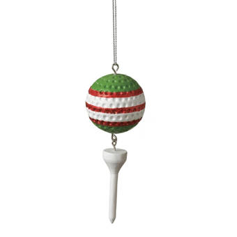 The Holiday Aisle 5 Striped Golf Ball And Tee Dangle Christmas