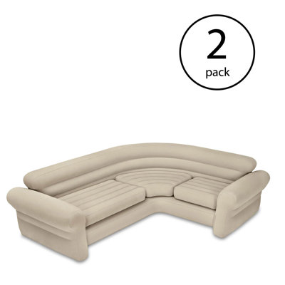 Intex Inflatable Corner Living Room Neutral Sectional Sofa 68575EP (2 Pack) Intex Fabric: Beige Polyester