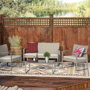Beltzhoover 4 Piece Lounge Seating Group with Cushion