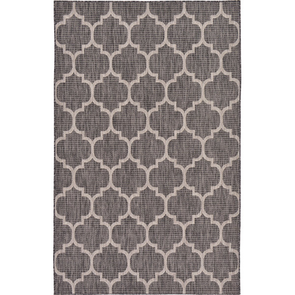Ernestine Black Indoor/Outdoor Area Rug by Charlton Home