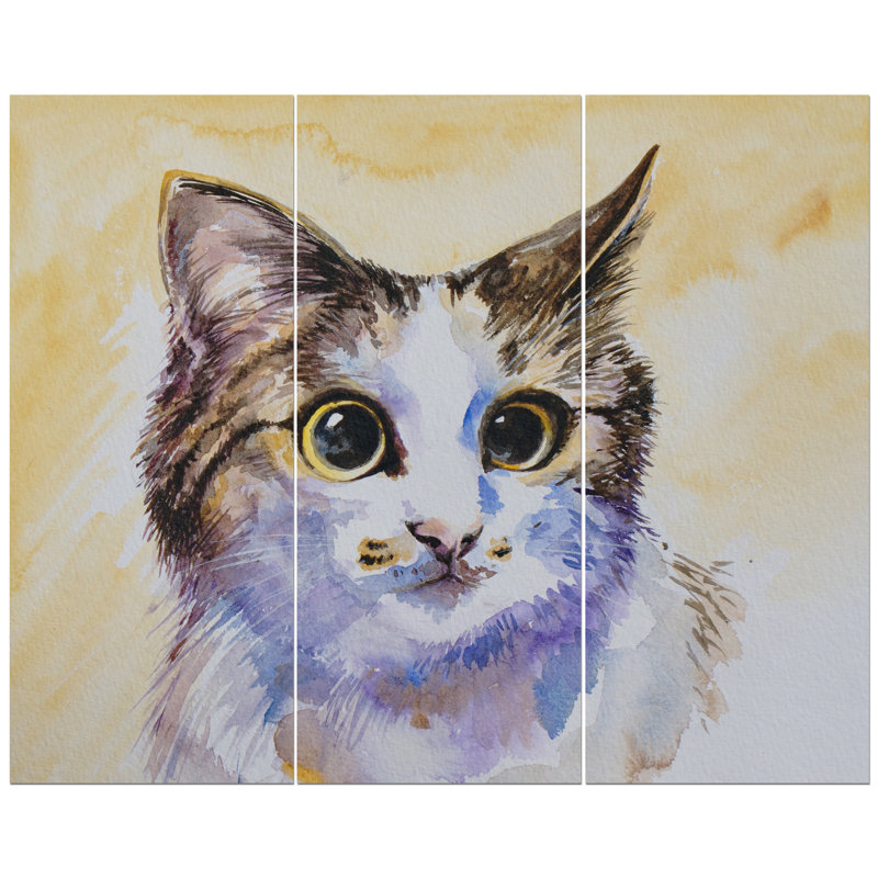 East Urban Home Cute Cat In Portrait Oil Painting Print Multi