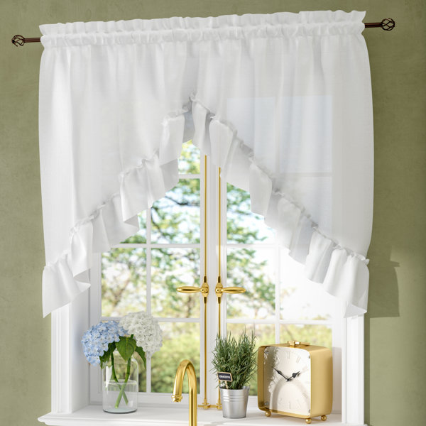 August Grove Ellis 60 Ruffled Swag Curtain Valance Reviews