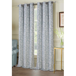 Burnabbie Floral Room Darkening Grommet Curtain Panels (Set of 2)
