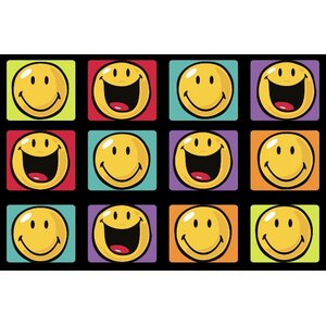 Smiley World Happy and Smiling Yellow Area Rug