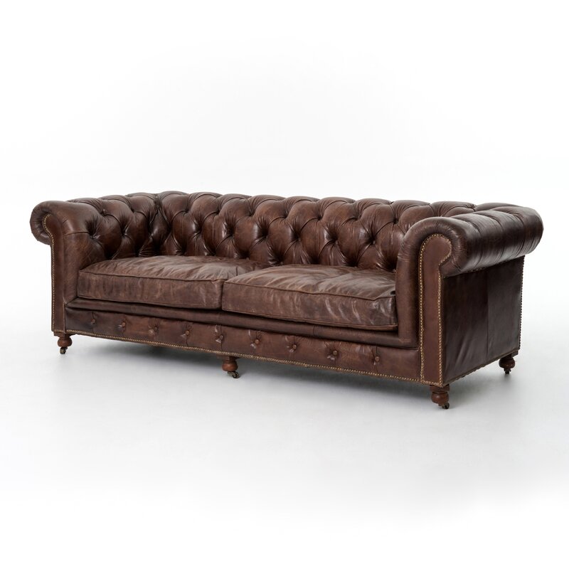 Chesterfield Tufted Leather Sofa. 16 Ideas for Industrial Farmhouse Style on Hello Lovely!