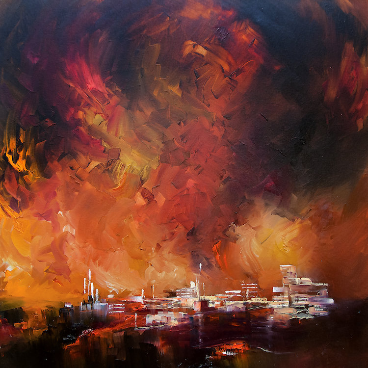 East Urban Home Sun Red Skies Painting Print On Wrapped Canvas