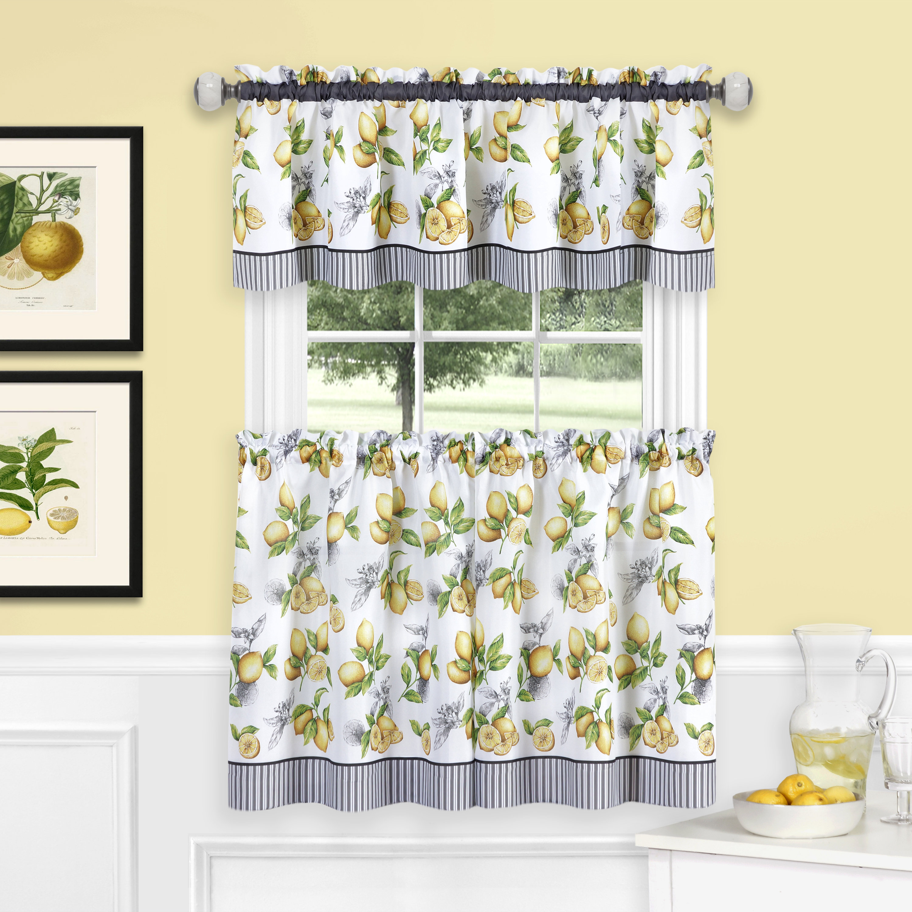 Charlton Home Wadebridge Lemon Drop Tier And Valance Window 58 Kitchen Curtain Reviews Wayfair