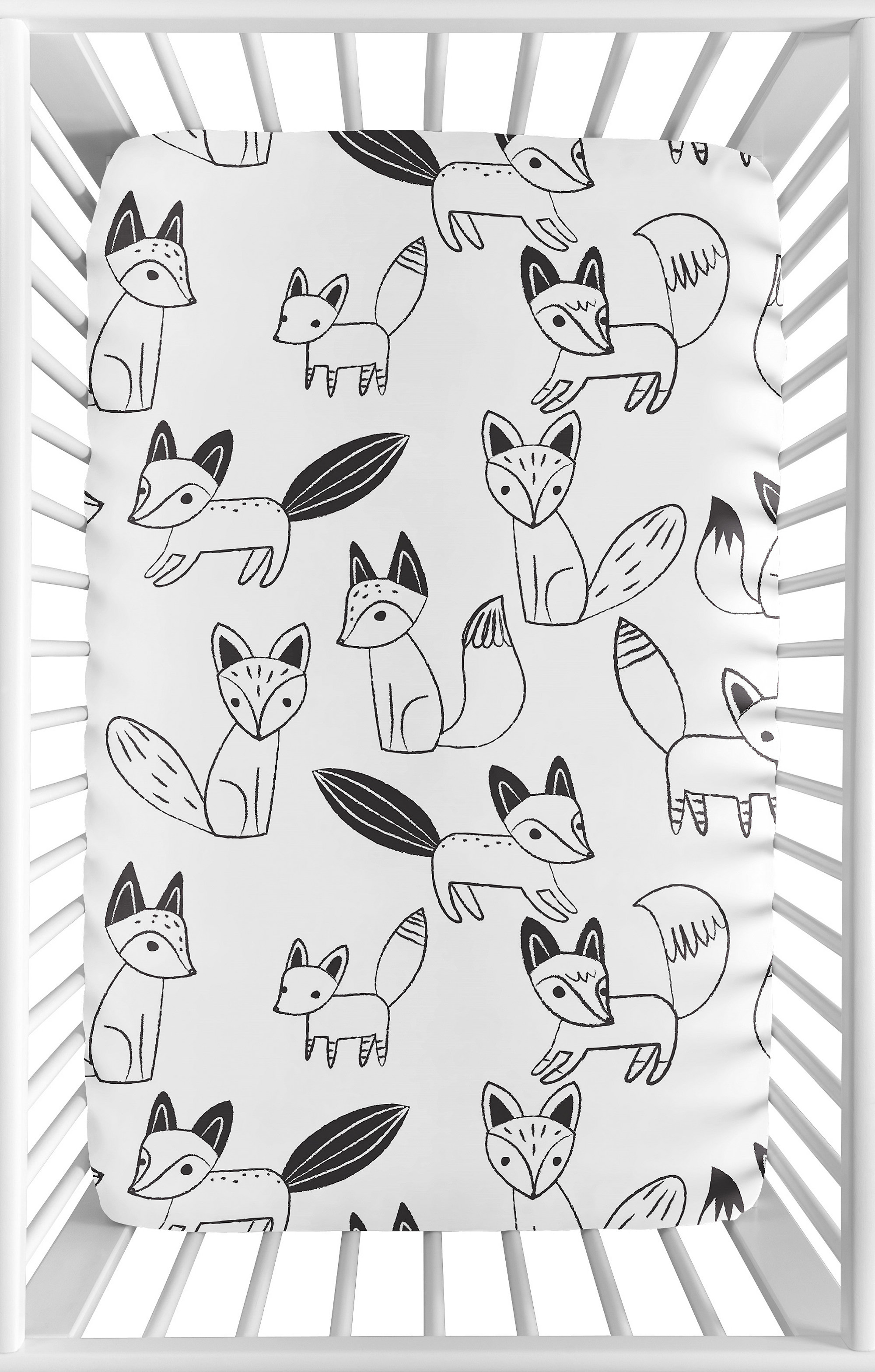 black white crib sheet