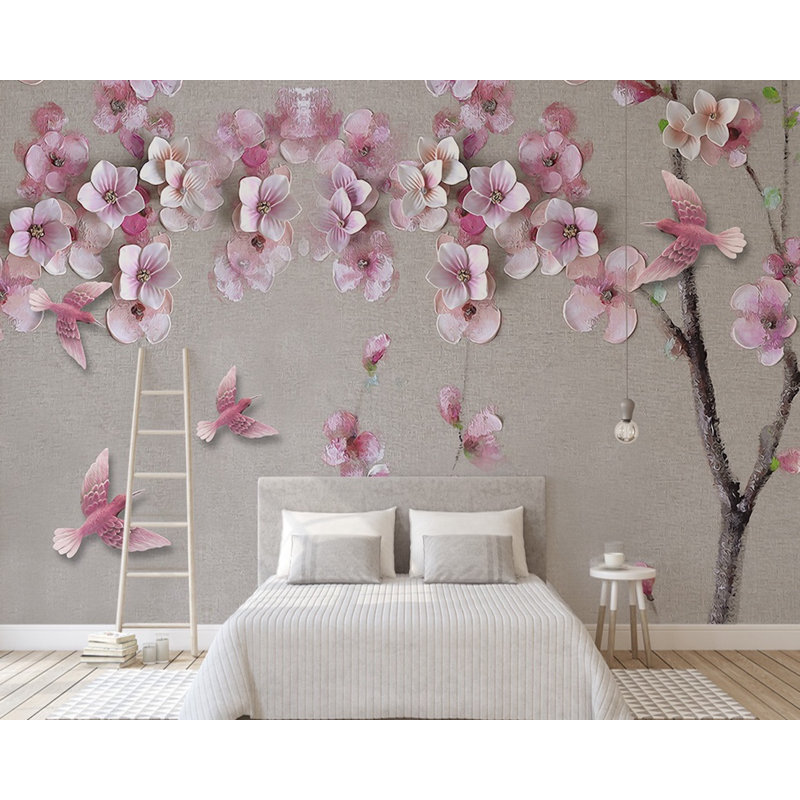 World Menagerie Tukwila 3d Cherry Blossom Oil Painting Flower Texture Wall Mural Wayfair
