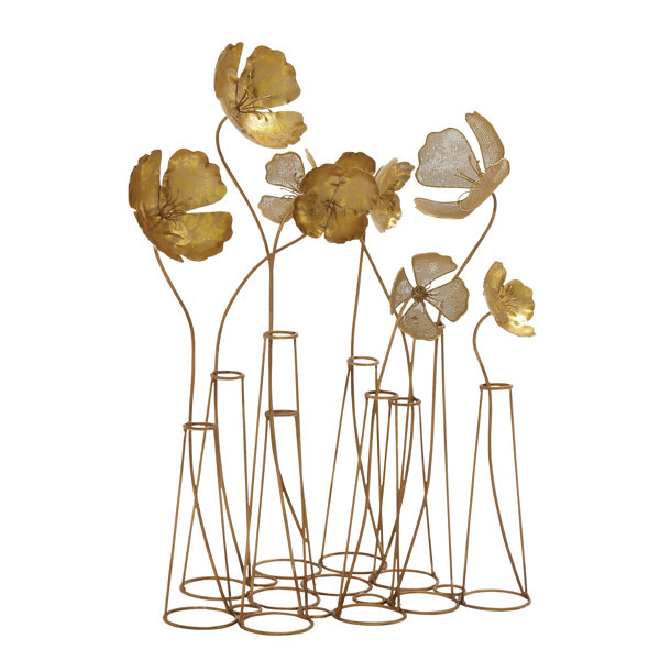 Gold Metal Wall Decor latitude run gold metal flower table wall decor & reviews | wayfair Gold Metal Wall Decor latitude run gold metal flower table wall decor & reviews | wayfair