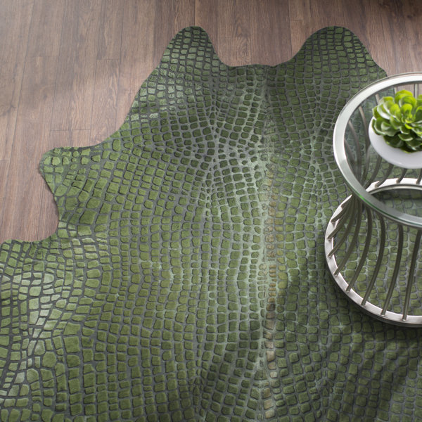 Bretta Crocodile Green Hide Rug by Willa Arlo Interiors