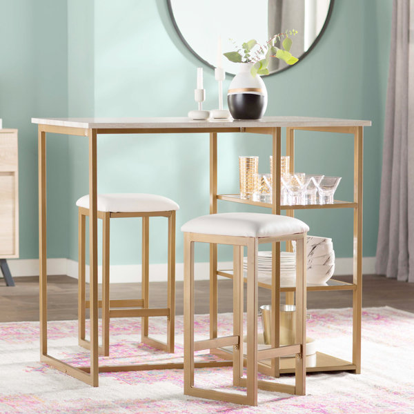 #1 Denham 3 Piece Pub Table Set By Mercury Row Herry Up