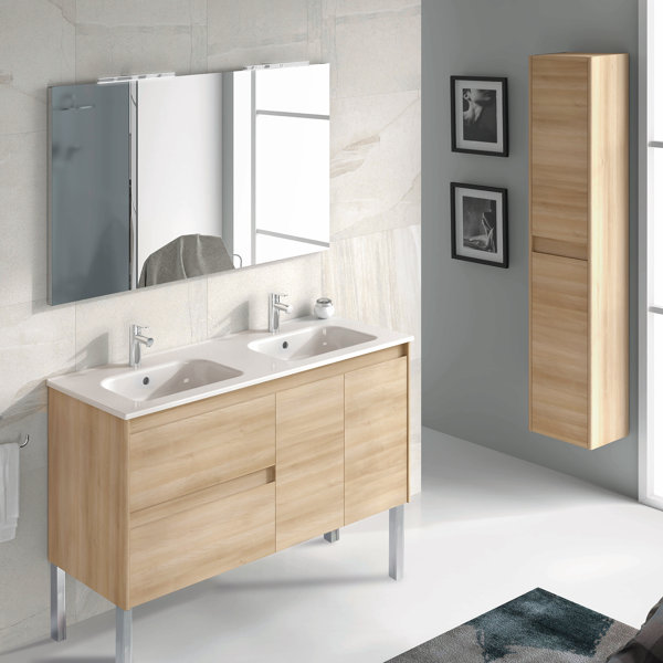 Ambra 48 Double Bathroom Vanity Set with Mirror by WS Bath Collections