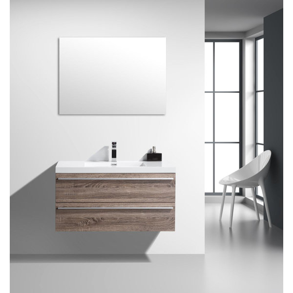 Bolivia 41 Wall-Mounted Single Bathroom Vanity Set with Mirror by Foundry Select