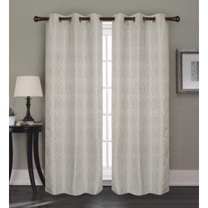 Quintal Jacquard Geometric Semi-Sheer Grommet Panel Pair (Set of 2)