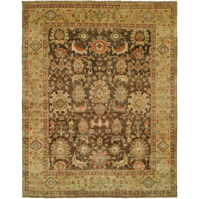 Mahal Oriental Hand Knotted Wool Brown Area Rug Harounian Rugs International Rug Size Rectangle 9 x 12